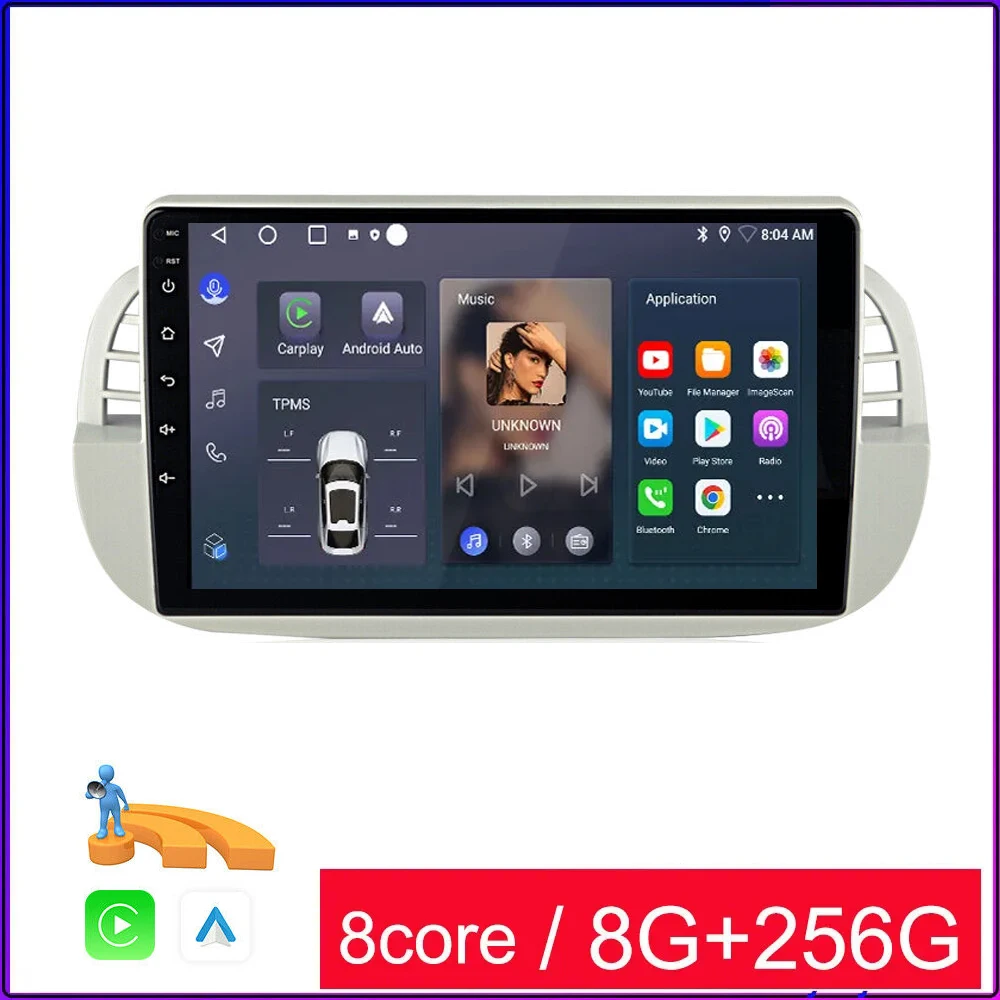 

Android 13 For Fiat 500 2007-2013 2014 2015 Car Radio 9"INCH Multimedia Player Wireless Carplay Auto Stereo GPS Navigation 1Din