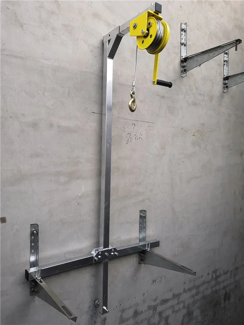 1pc Lifting Crane Install Hoisting Artifact High-altitude Installation External Machine Bracket Hanger Lift Crane Folding 3horse