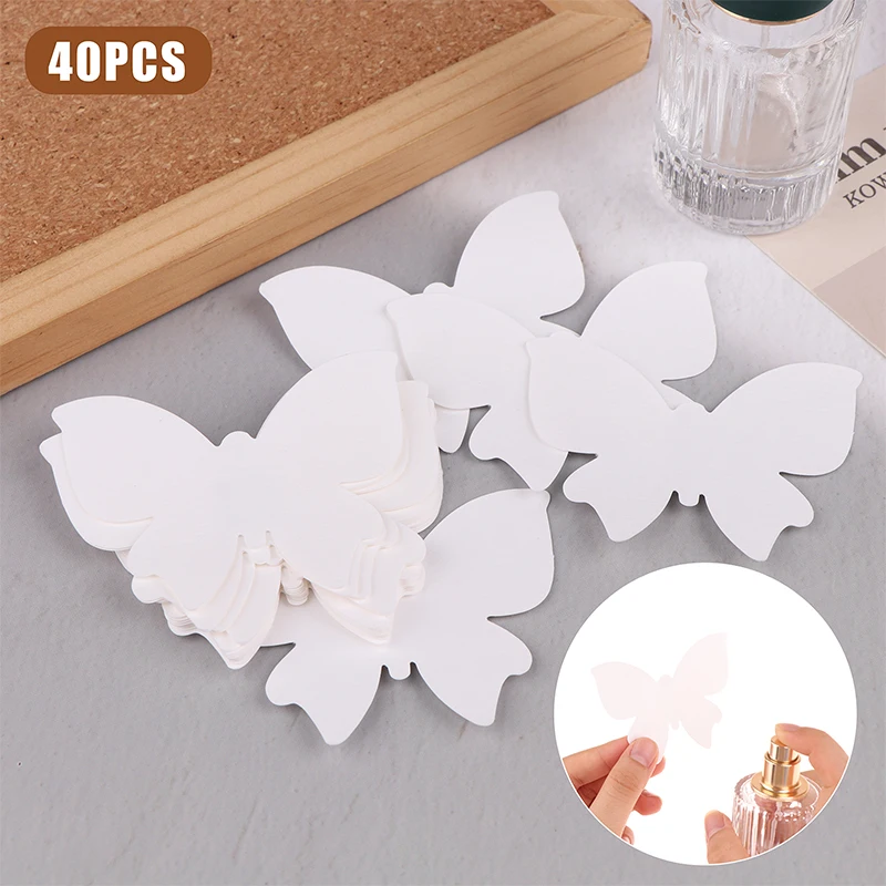 Tiras de papel de prueba de aceites esenciales de Perfume con forma de mariposa, accesorios de tira de prueba de fragancia de aromaterapia, 40 piezas, 70x55mm