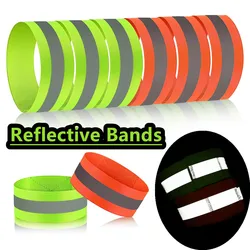 Bandas reflexivas elásticas braçadeira refletor fita pulseira tornozelo perna tiras de segurança para noite ciclismo correndo luz de advertência 1pc