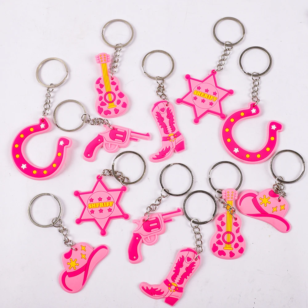 12Pcs Western Cowgirl Boots Cowboy Hat Silicone Keychains for Birthday BacheloretteParty Favors Wedding Bridal Shower Engagement