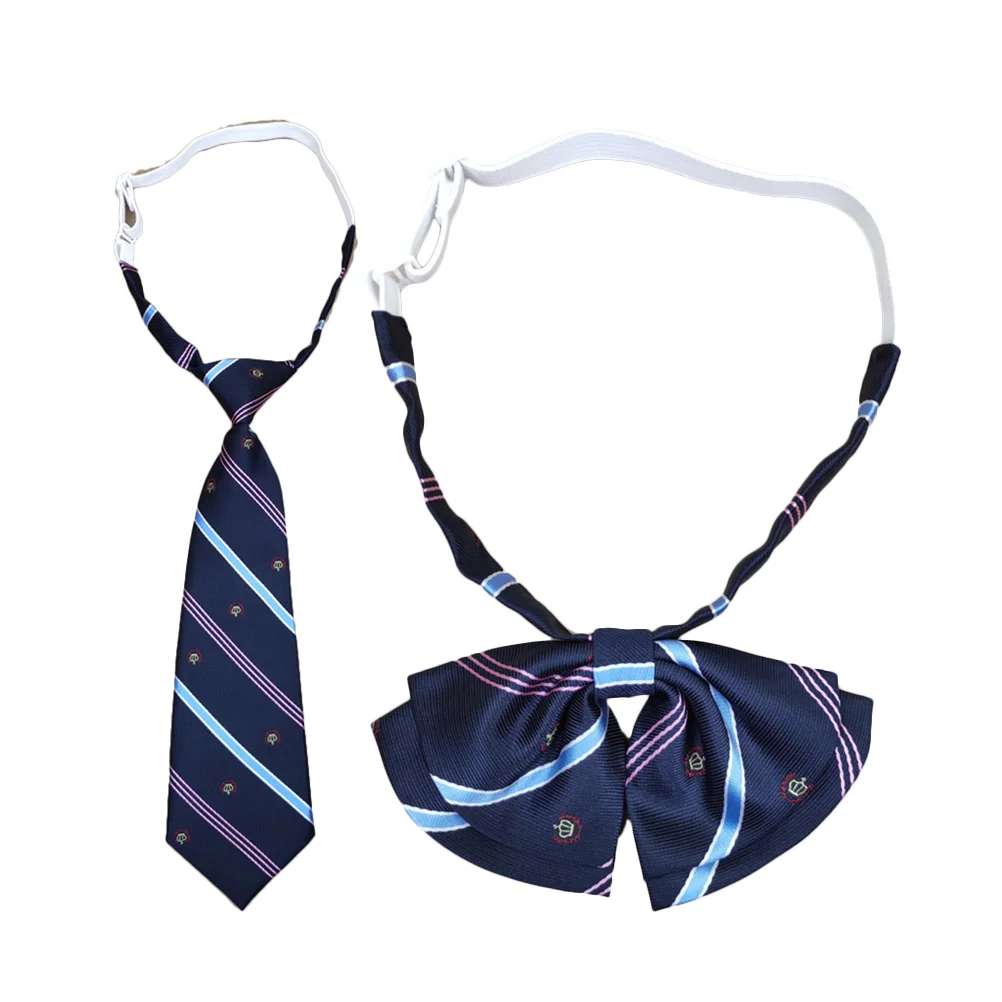 Conjunto de corbata y pajarita para Cosplay, uniforme decorativo japonés Jk, patrón de rayas, disfraz de fiesta, corbata semicircular de 27cm, 2 uds.