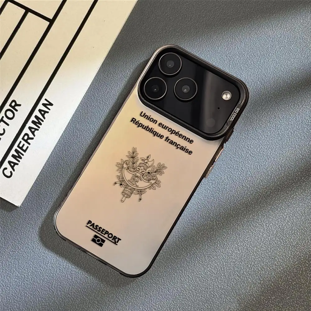 حافظة لهاتف آيفون بشعار جواز السفر الفرنسي 17 16 15 14 13 12 11 Pro Max Air Matte Laser Aurora مقاومة للصدمات Funda PIKPAKA #3