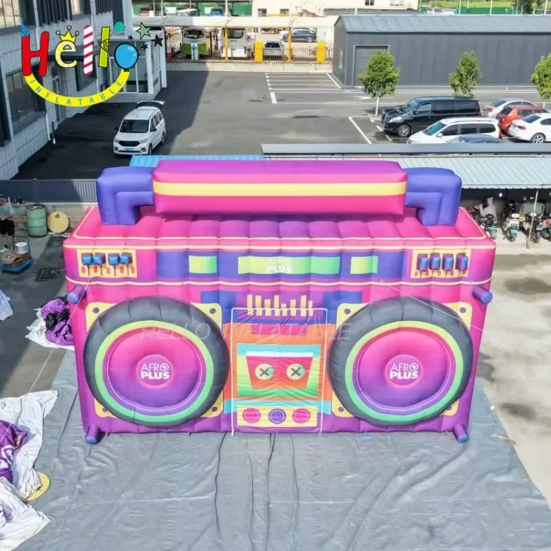 Giant inflatable speaker retro 80s 90s radio cassette player for music festival party decoration