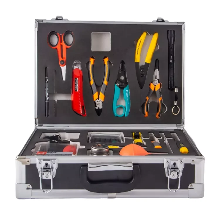 

APT FTTH handheld fiber optic tool kit box optical fiber cleaver VFL Termination toolkit OEM factory price