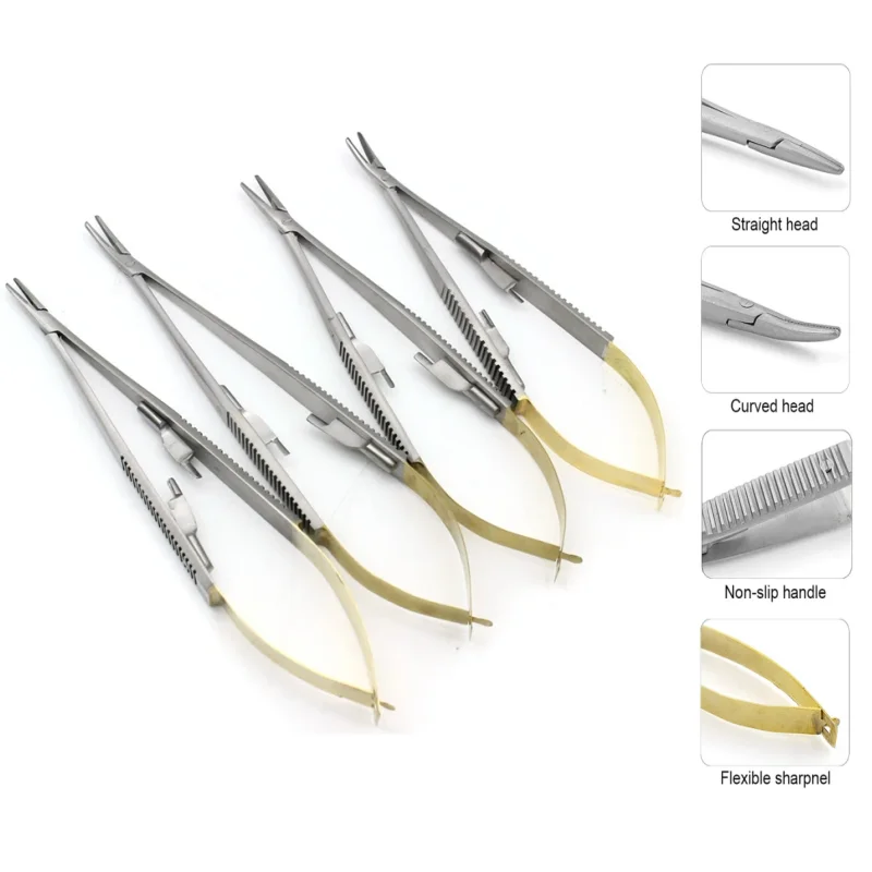 

Dental Microsurgery Surgical Orthodontic Pliers Castroviejo Needle Holders with Lock Needle Forceps 14cm/16cm Dental Tool