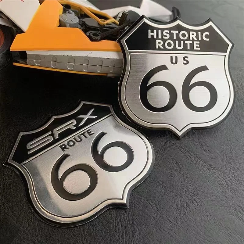 The Route 66 commemorative logo is suitable for Cadillac SRX rear sticker aluminum alloy sticker