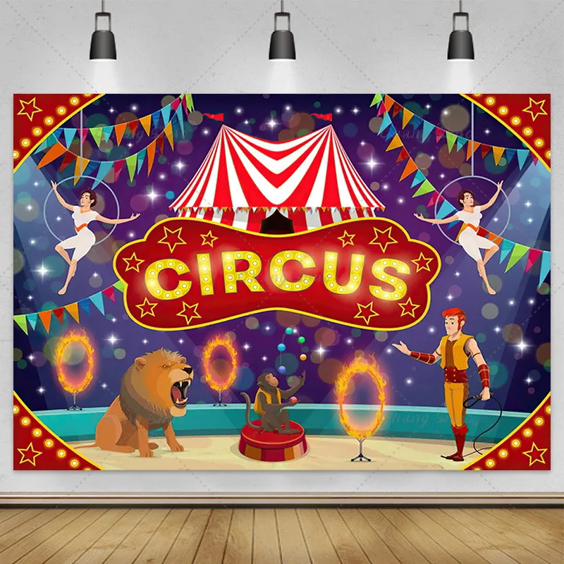 Telón de fondo rojo circo carnaval cortina estrellas fiesta de cumpleaños niños decoración Banner recién nacido Baby Shower Foto fondo estudio