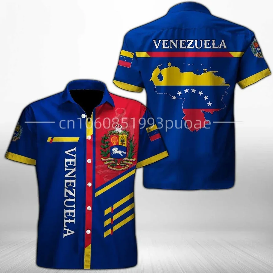 

2024 New Venezuela Hawaii Shirt Flag of Venezuela 3D Printing Casual Fashion Beach Short Sleeve Shirt Men's Children's Shirt