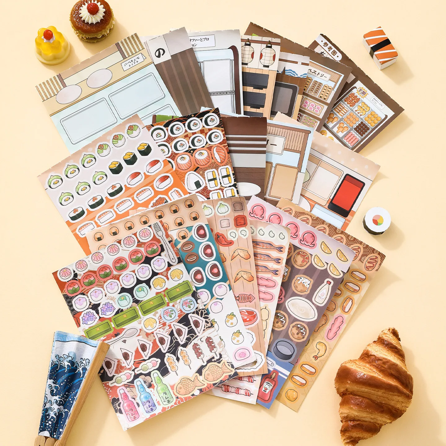 Kawaii supermarket 3D spatial planning Landscape Sticker book DIY Pocket Cabin Scene festival gift