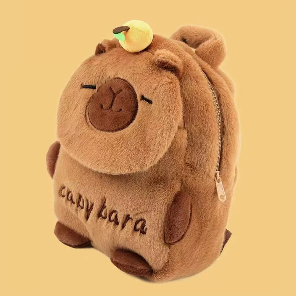 Borsa a tracolla Capybara in peluche Zaino Capybara regolabile di grande capacità Borsa da viaggio per cellulare a forma tridimensionale