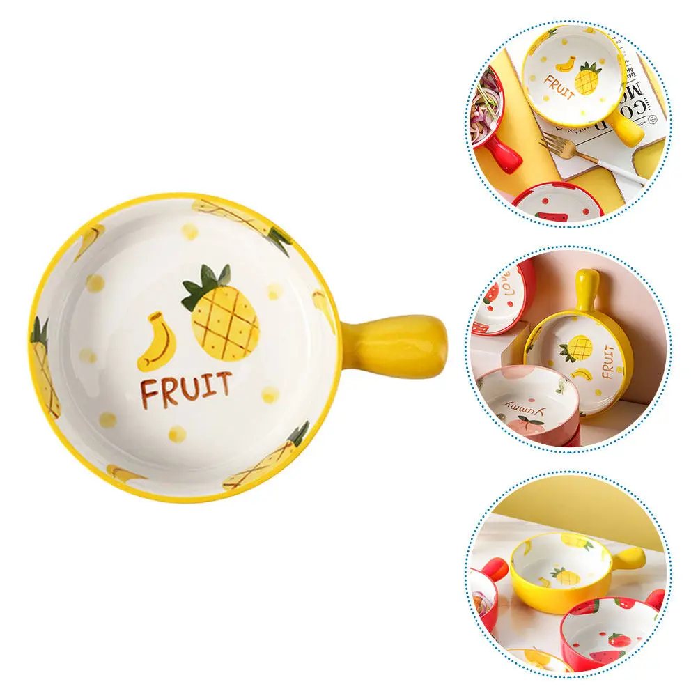 

1Pcs Pineapple-Shaped Ceramic Bowl with Handle Microwave Safe Dishwasher Safe for Instant Noodles Soup Salad Fruit Dessert
