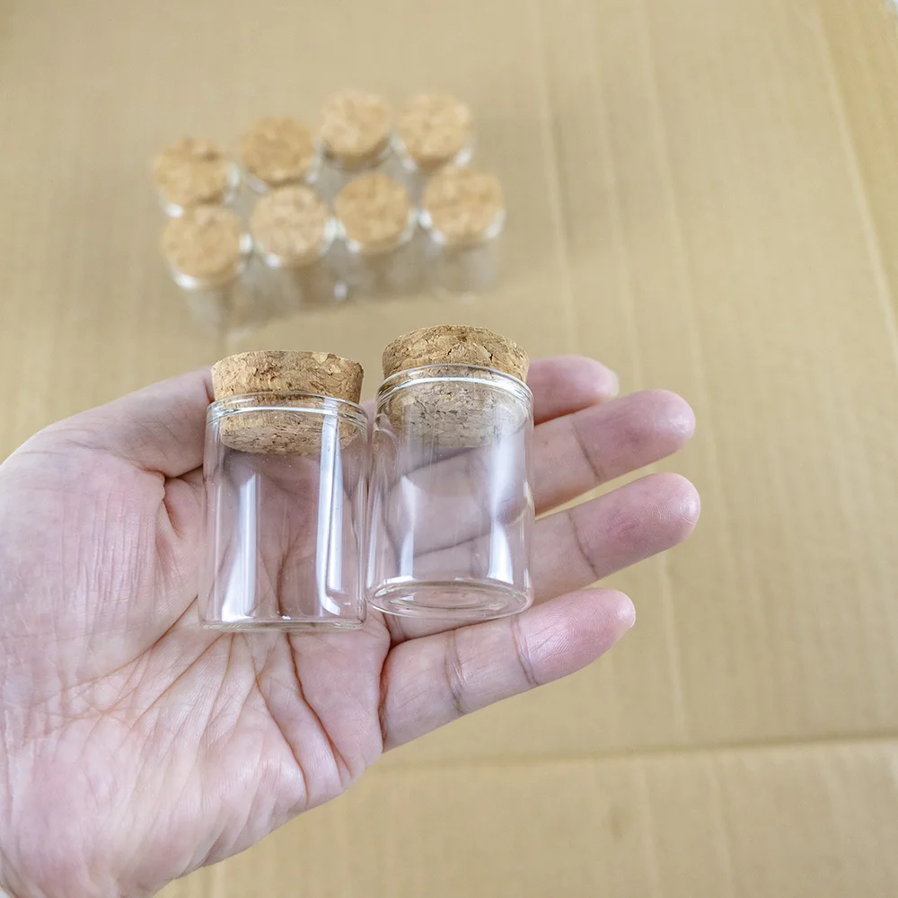 50 Pieces 15ml 30*40mm Small Glass Bottle Cork Test Tube Transparent Spice Bottles Container Glass Jars Mini Vial Bottle Stopper