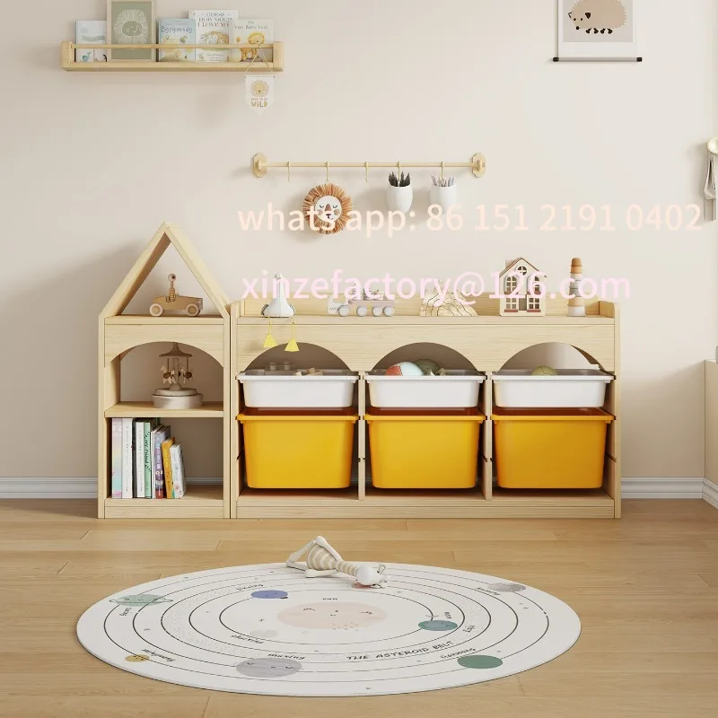 Armadietto portaoggetti per giocattoli in legno massello per bambini personalizzabile, armadietto multifunzione per classificazione e smistamento multistrato
