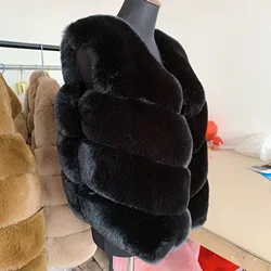 Winter women's cold blouse with fur faux fur coat Vest fluffy jacket thick Synthetic fur coat for women fur vest
