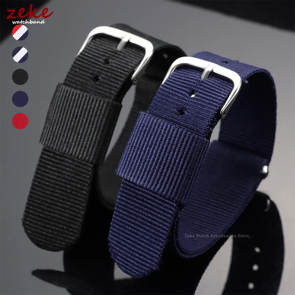 16 mm 18 mm 20 mm geripptes Nylon-Uhrenarmband, universell, schwarz, Militär, Freizeit-Uhrenarmband, Sportarmband, Ersatzgürtel für Herren