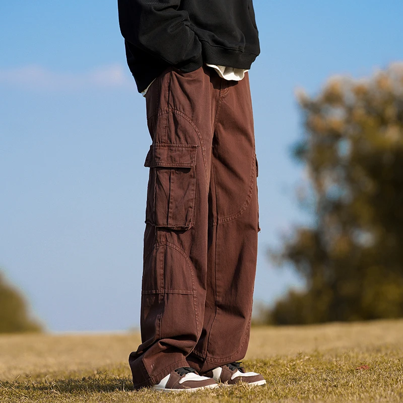 

Мужские рабочие брюки прямого кроя, повседневные, износостойкие, в американском ретро-стиле, весенне-осенние, свободные, широкие, в стиле хип-хоп