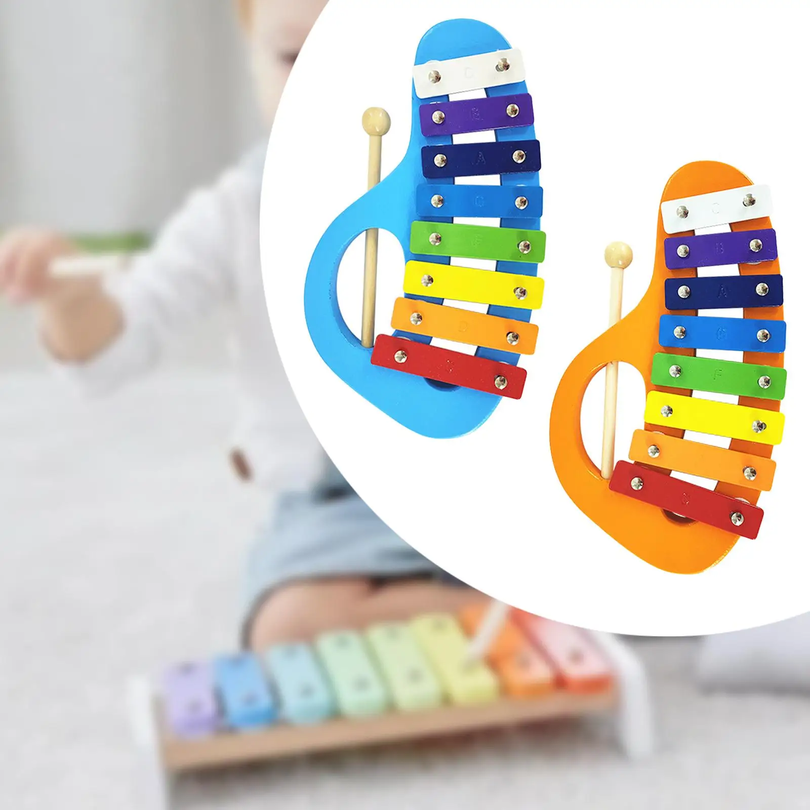 8 Note Xylophone Kids Wood Xylophone Professional Montessori Toy Musical Instrument Rainbow Wood Glockenspiel for Girls Boys