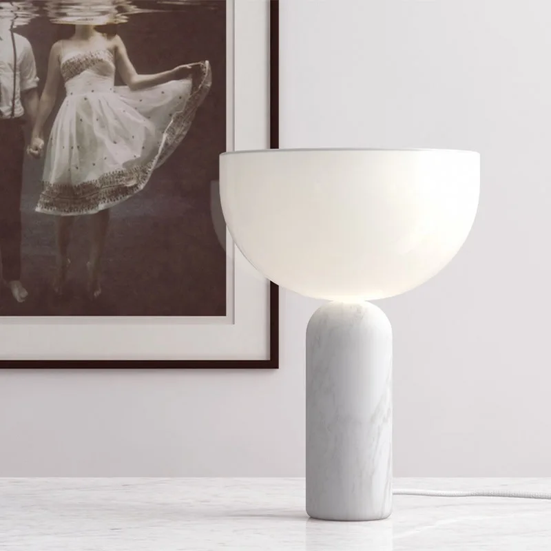 Scandinavia High Quality Marble Table Lamp Desk Light with Glass LampShade for Living Room