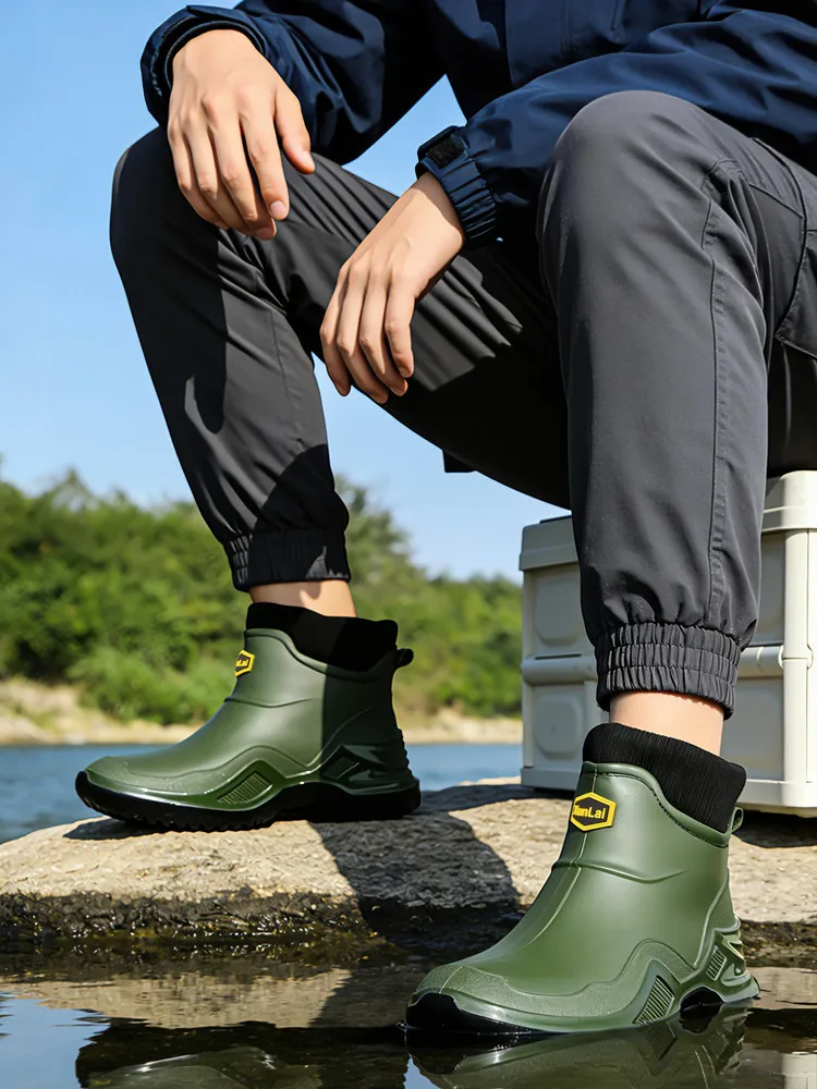 Winter Warme Plus Paar-Regenstiefel Wasserdichte Herren-Wasserschuhe Outdoor Herren-Gummischuhe Modische Angelstiefel Arbeitsstiefel – Detail 14