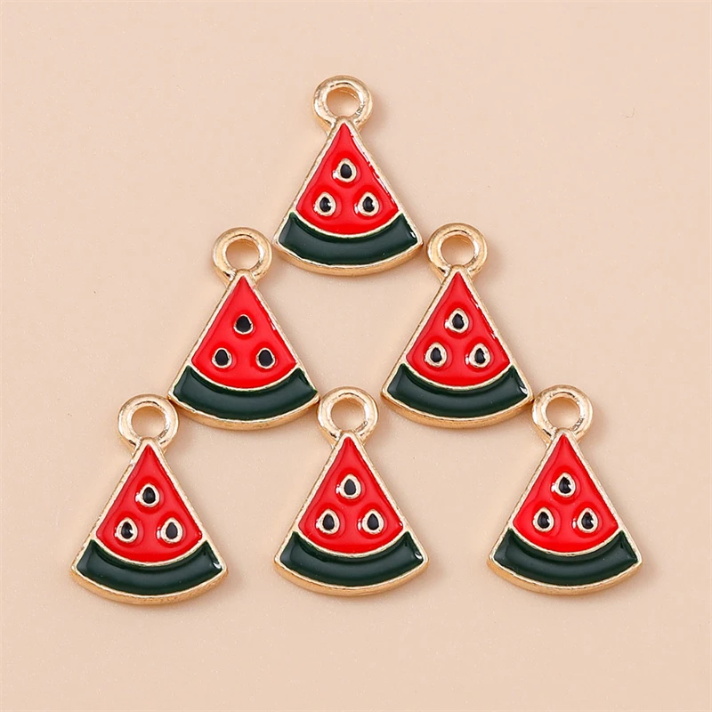 20 Stück 12x16mm Niedliche Frucht-Anhänger aus Emaille, Wassermelonen-Anhänger für Schmuckherstellung, Ohrringe, Halsketten, DIY-Bastelzubehör – Detail 5