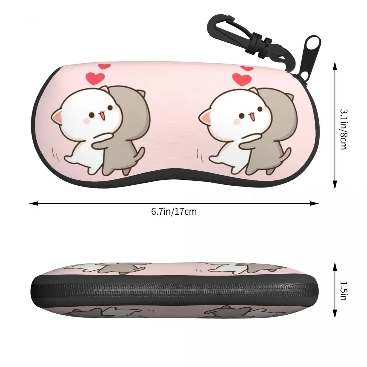 Cute Mochi Peach Cat And Goma Love Eyeglass Glasses Case Men Women Soft Sunglasses Protective Box