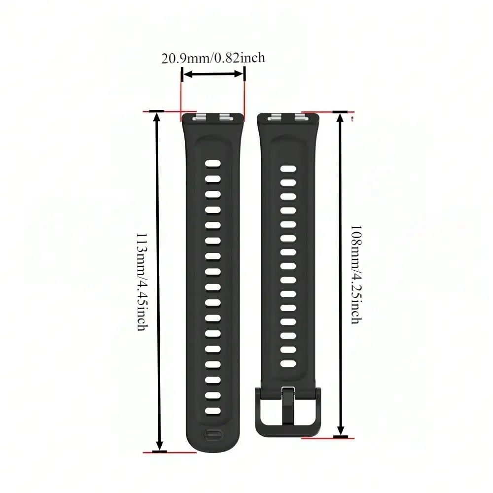 Silicone Watch Band for Huawei Band 11/11 Pro Soft Wave Design Breathable Sweatproof  Durable Adjustable Size for Sports Fitness
