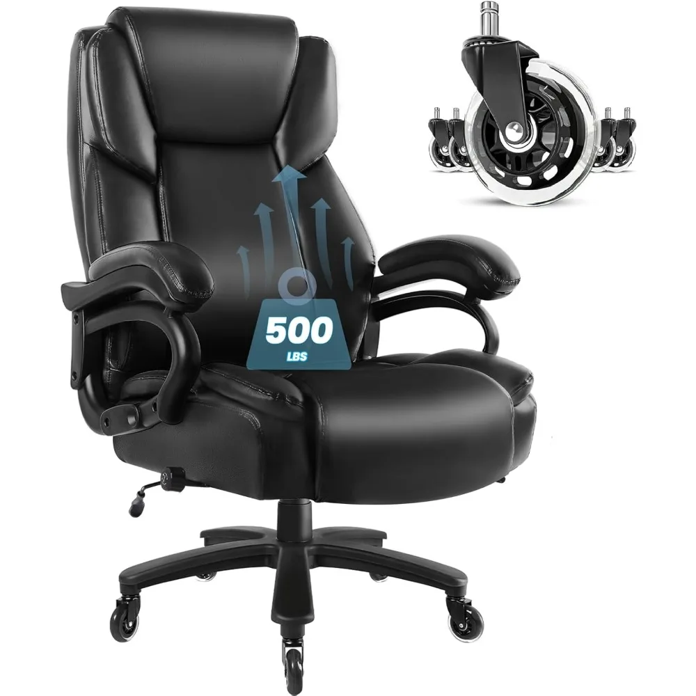 

Big and Tall Office Chair 500lbs, Heavy Duty Executive Office Leather Chair for Heavy People, High Back Ergonomic Office Chair w