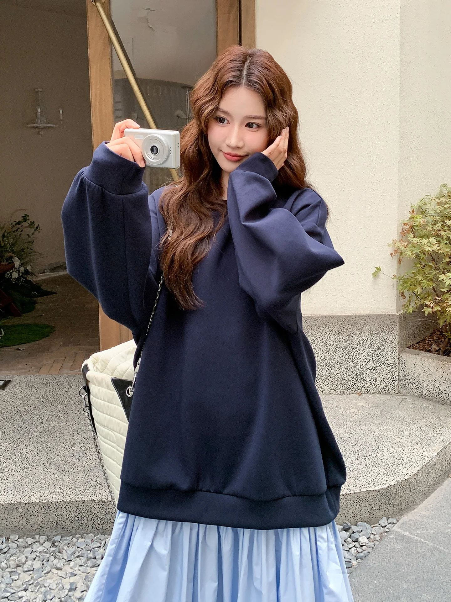 bleu-cobalt-preppy-sle-faux-deux-pieces-dr-femmes-2025-automne-nouveau-design-coreen-sens-patchwork-sweat-dr