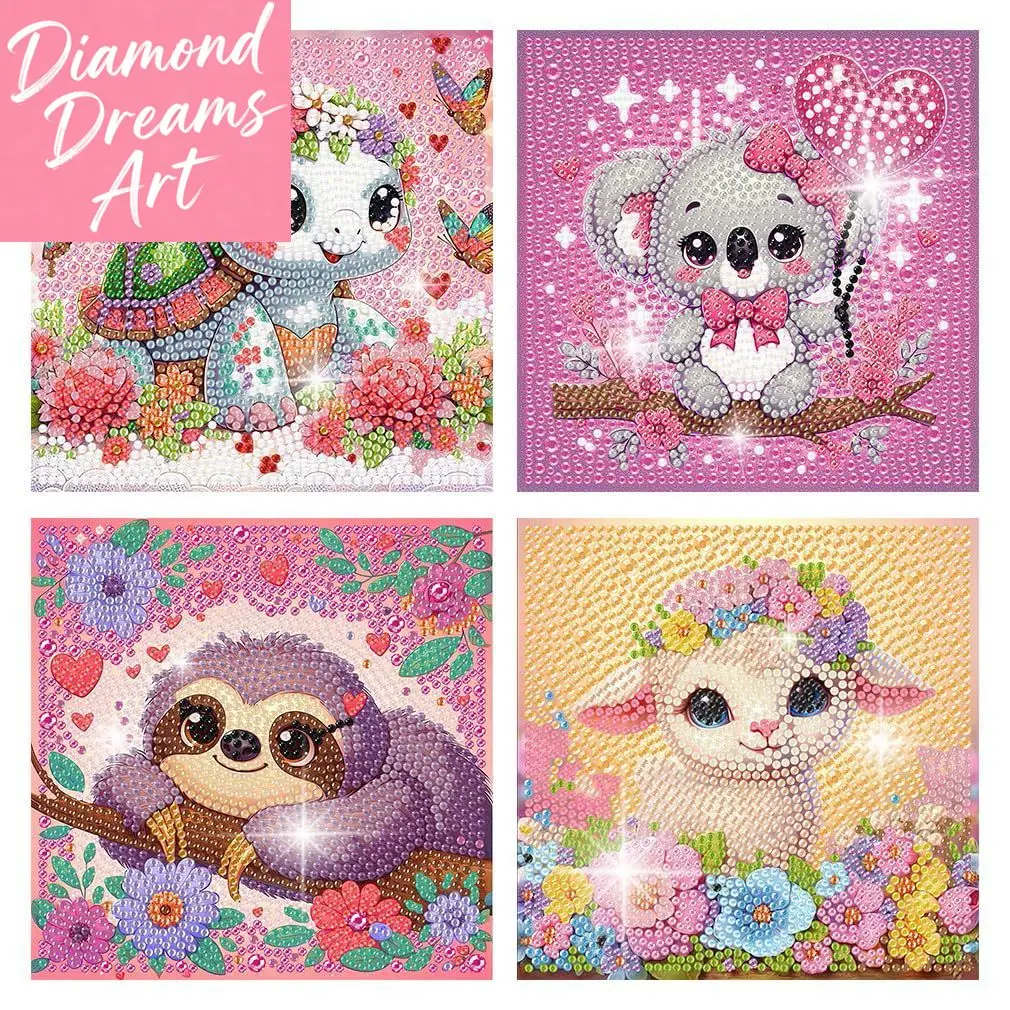 Set di Materiali per Decorazione Casa, Regalo di Compleanno, Nuovo Kit Fai-da-Te 5D con Diamanti, Cartone Animato, Animali Carini, Cristalli, per