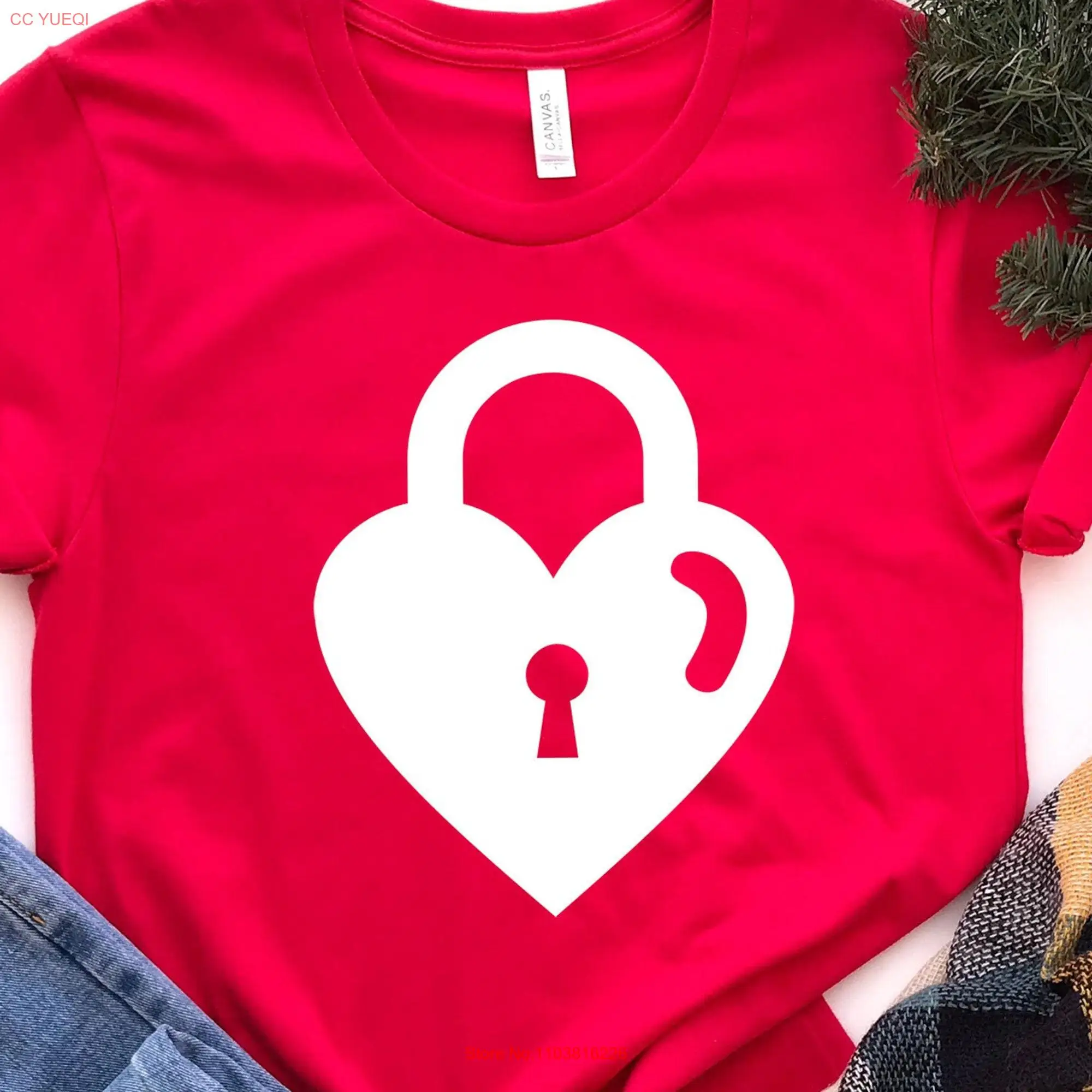 Парная футболка с замком и подходящим ко Дню Святого Валентина, с длинным или коротким рукавом