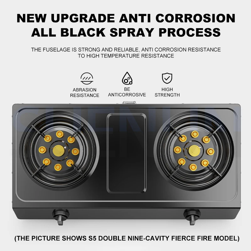 Réchaud à gaz de bureau en acier inoxydable, 2 brûleurs, double réchaud, ménage, bain, feu, vequefié, naturel, cuisinière à gaz