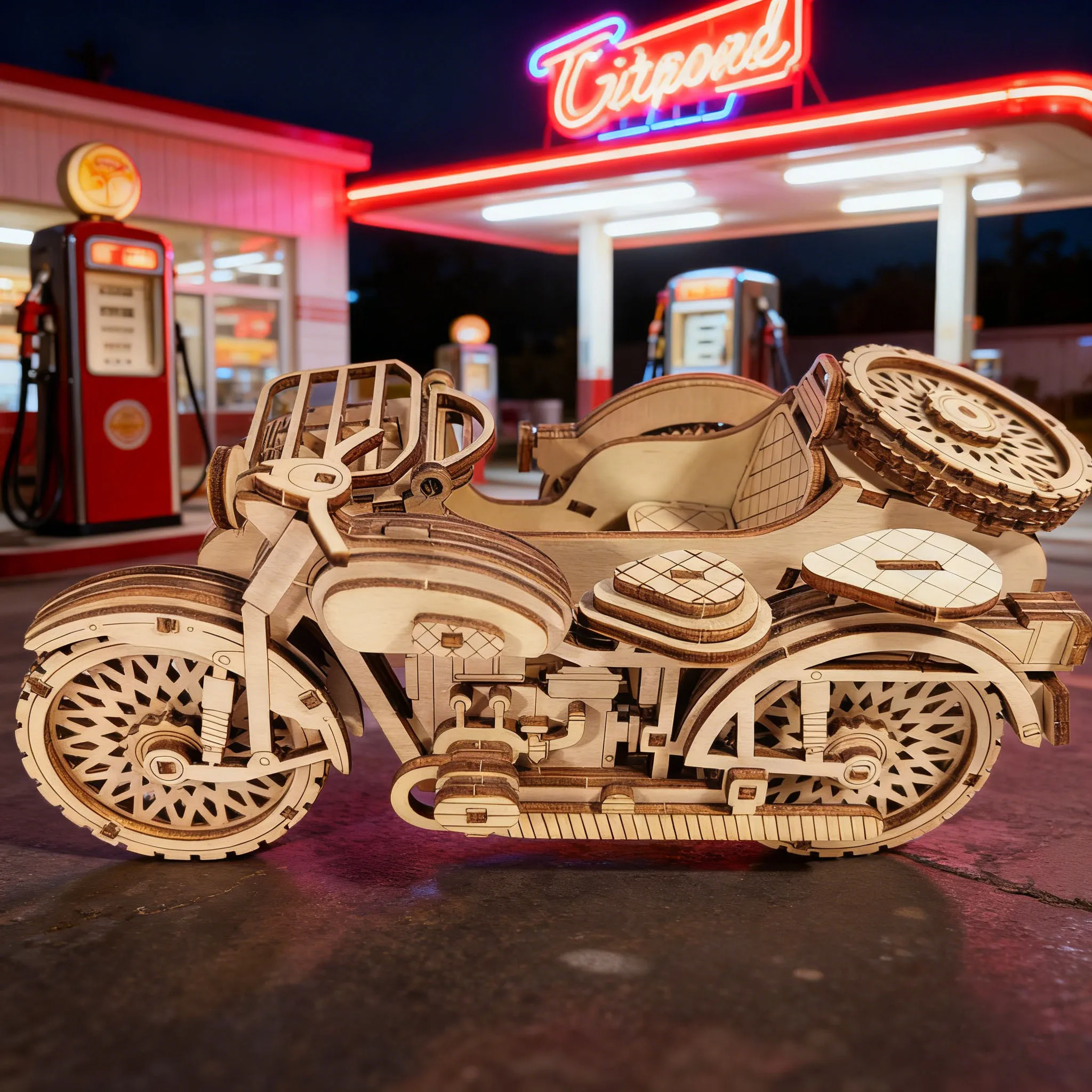 DIY Puzzle Model Vintage Tricycle 3D Puzzle Kit Fun Assembly Set Wooden Building Blocks Birthday Gift