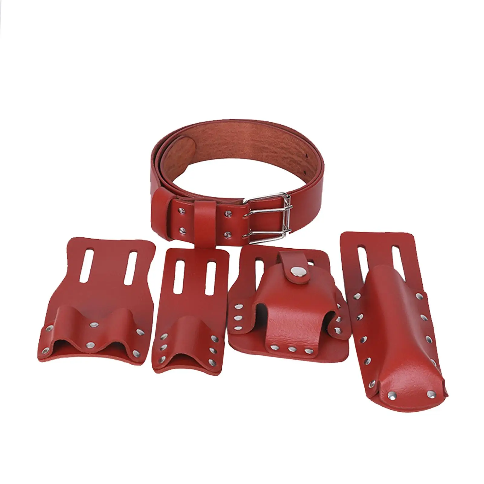 Leather Tool Belt Pouch Suspenders Work Storage Organizer 5 Piece Heavy Duty Knife Holder