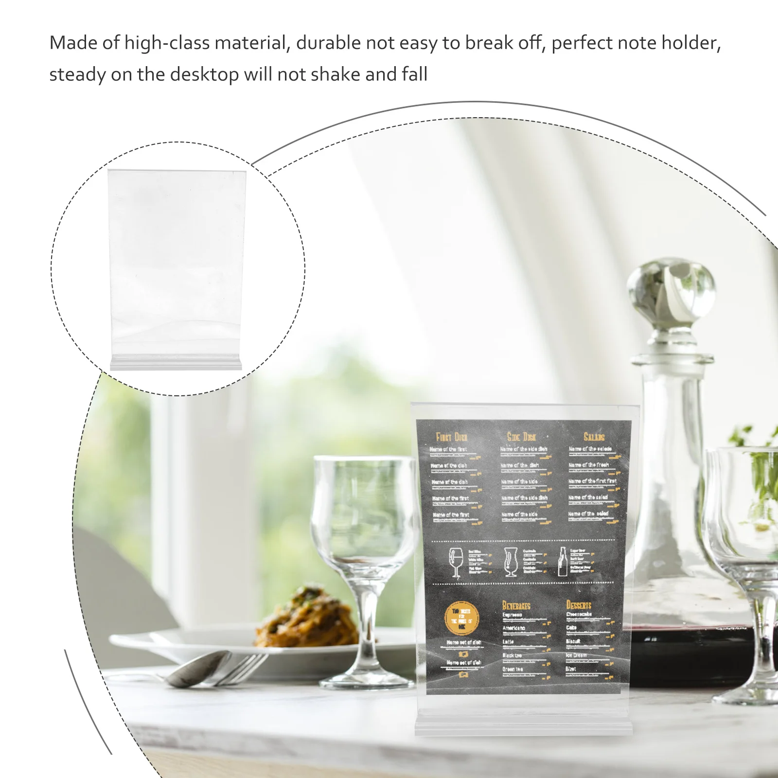 

A4 Portrait Menu Table Sign Holder 8.5 X 11 Acrylic Desktop Display Stand For Price List Business Cards Leaflets Photo Ad