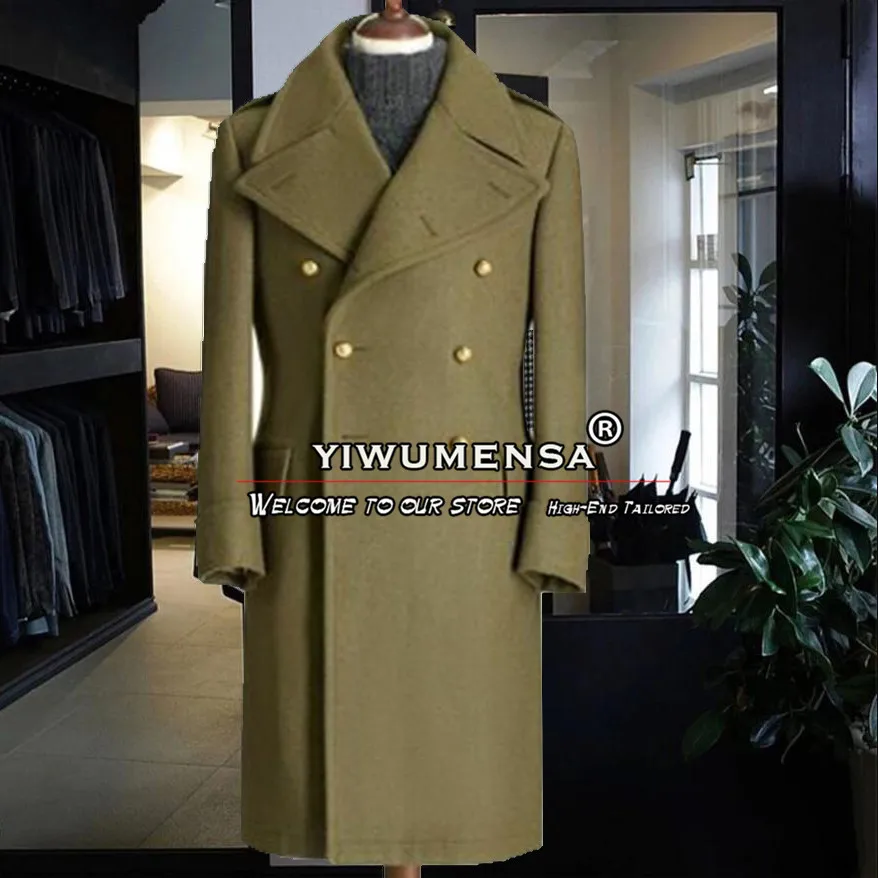 

Tweed Blend Suit Jackets For Men Fit Slim Groom Tuxedos Woolen Trench Coat Long Double Breasted Overcoat Tailor Made Jacket 2024