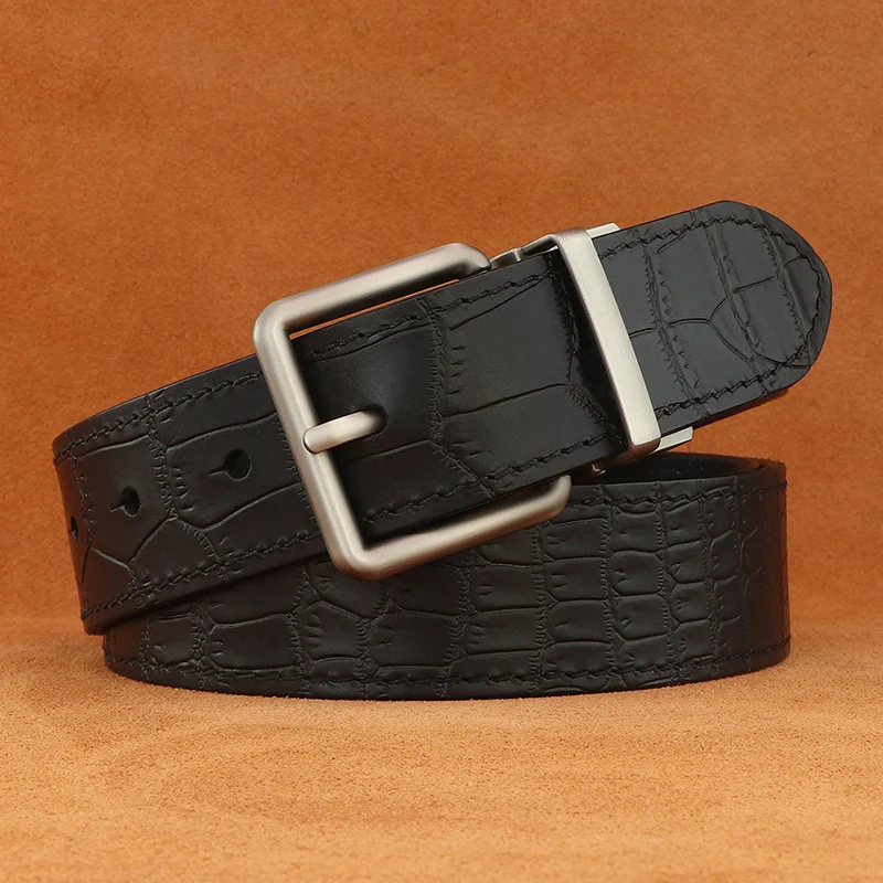 

Fancy Vintage Genuine Leather Belts Men Squ Pin Buckle Younth Designers Luxury Famous Brand Casual Jeans Ceinture Homme B896