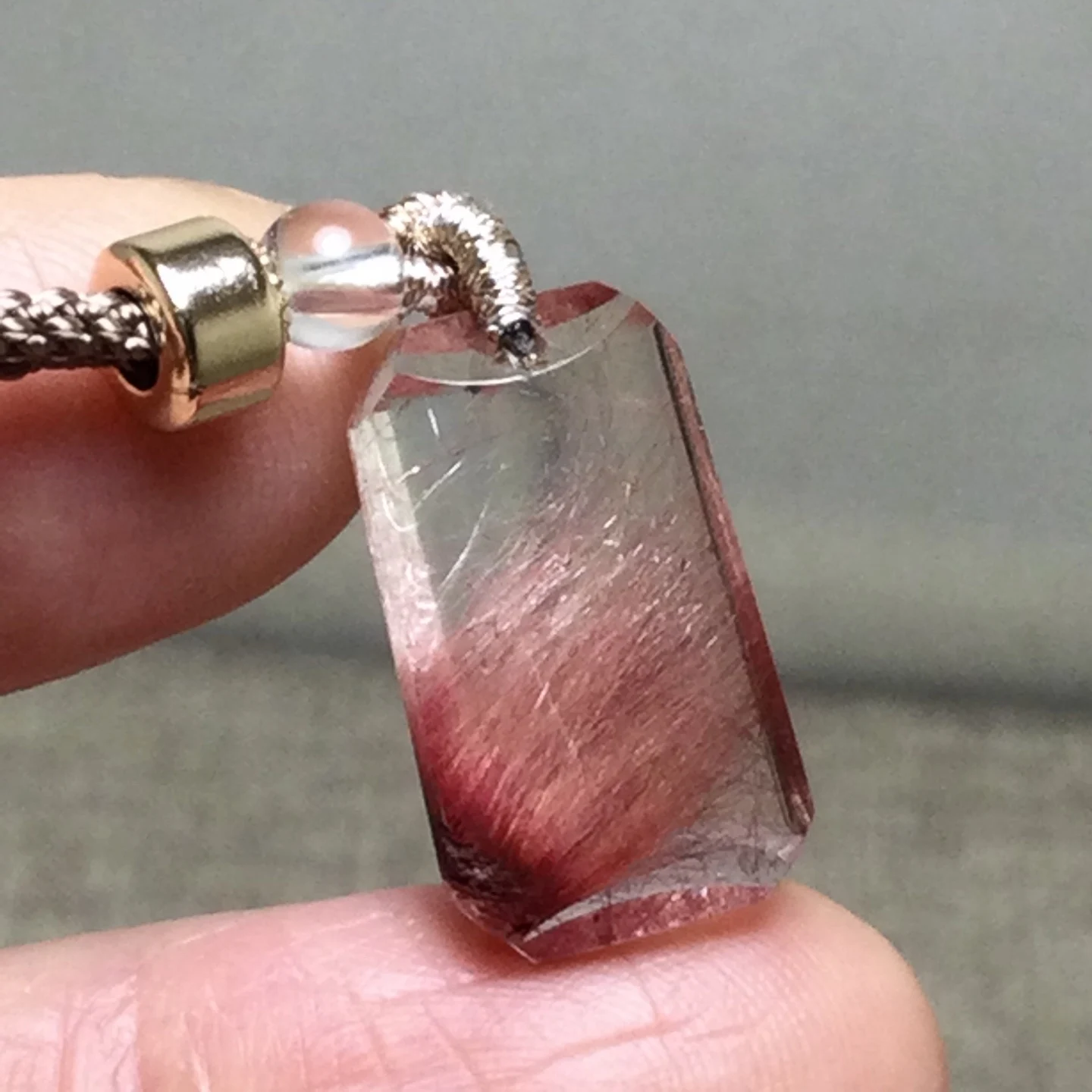 Natural Red Rutilated Quartz Pendant 20*11.5*7mm Red Rutilated Women Brazil AAAAAAA