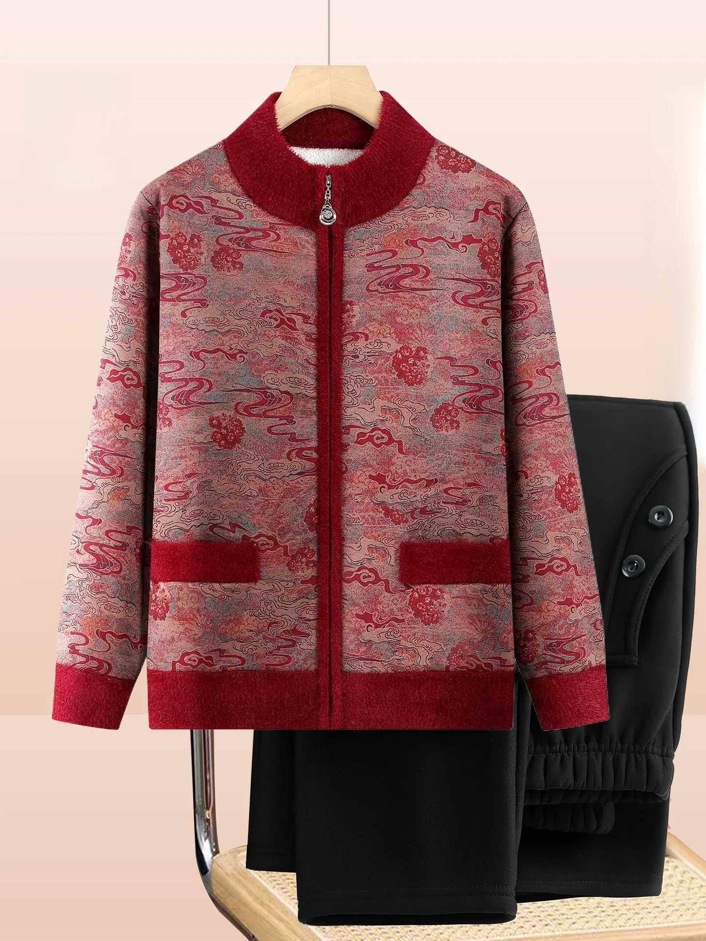 

Thiened Fce Warm Outerwear Knitted Sweater Coat for ly Women Winter Faion Casual Long Sve Zipper Closure Coat