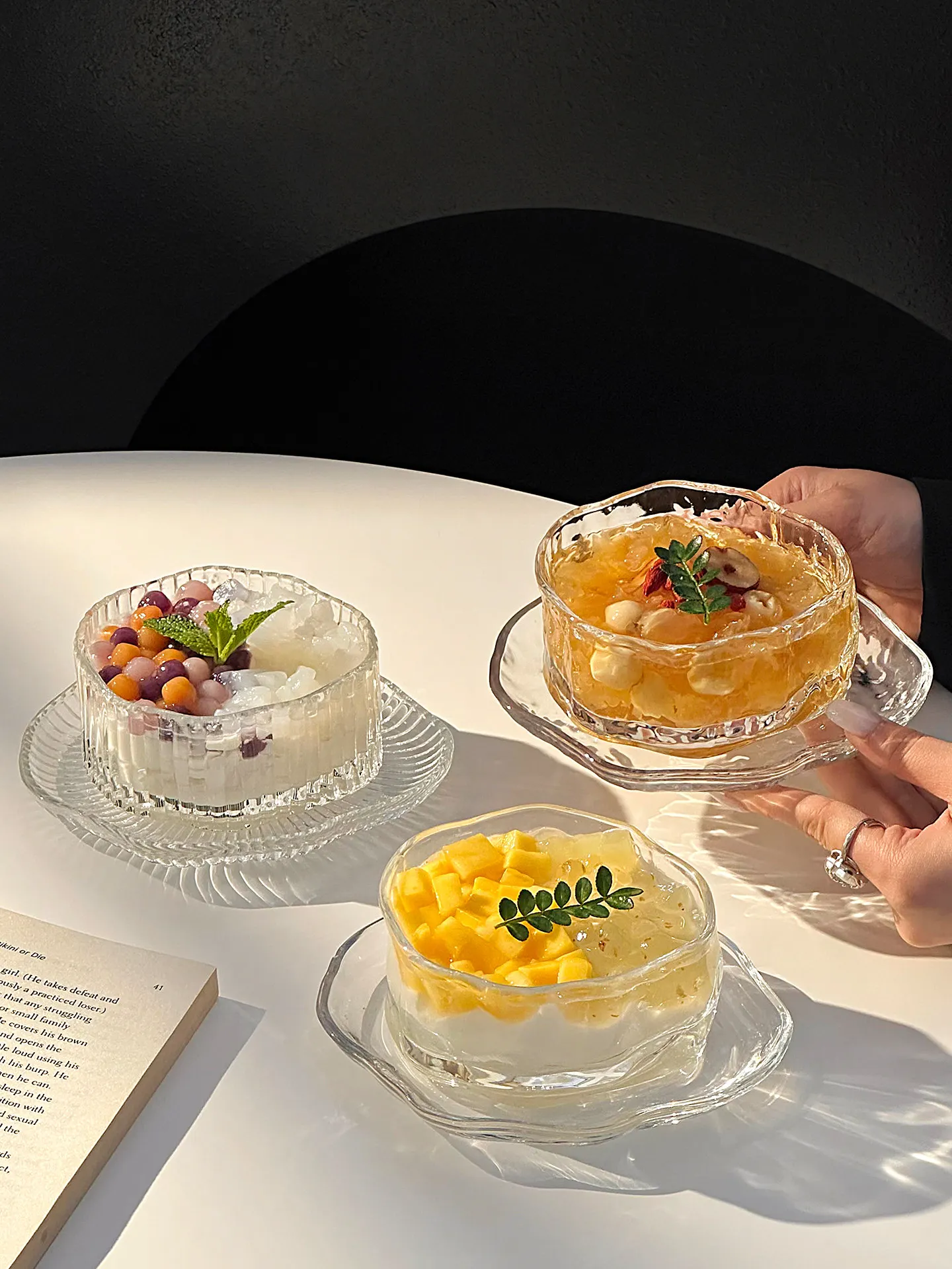 Glass dessert bowl household yogurt fruit bowl sugar water Broth of white fungus bird's nest bowl personal special tableware