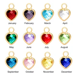 10pcs Mother'S Day Bracelet Necklace Heart Pendant Accessaries Colorful Diy Birthstone Charms For Jewelry Making Free Delivery