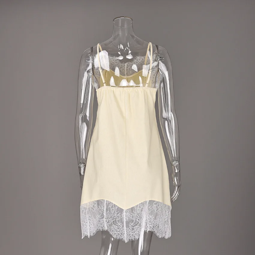 Tuularose Fashion Lace Dresses Summer New Lace Patchwork Sleeveless Backless Dresses Elegant Streetwear Women's Party Dresses