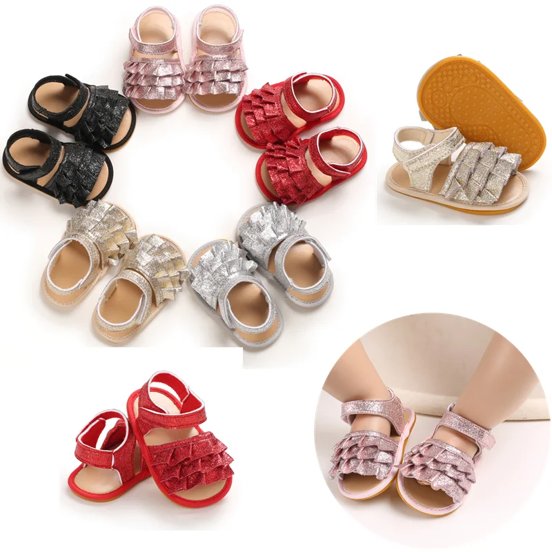 Solid color Newborn Infant Baby Girls Shoes Summer Sandals Casual Rubber Bottom Non-Slip Breathable Baby Shoes