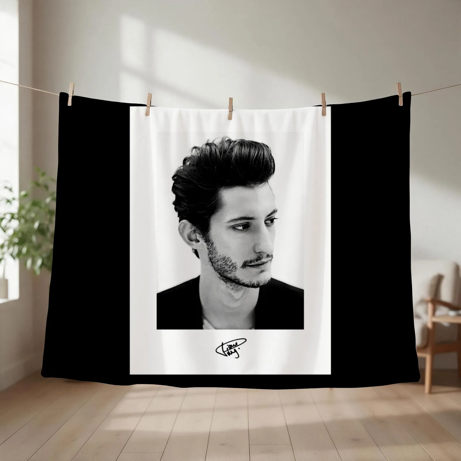 Pierre Niney French Actor Portraits Throw Blanket couch cozy soft plush fuzzy picnic outdoor blanket
