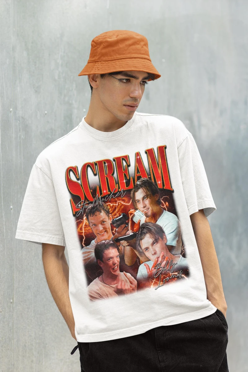 เสื้อยืดลายภาพยนตร์ Scream – บิลลี่และสตู เสื้อยืดยูนิเซ็กซ์สไตล์ Y2K เสื้อยืดคอกลมสำหรับผู้หญิงพร้อมลายพิมพ์ตัวอักษร เสื้อยืดกราฟิกสำหรับผู้หญิง