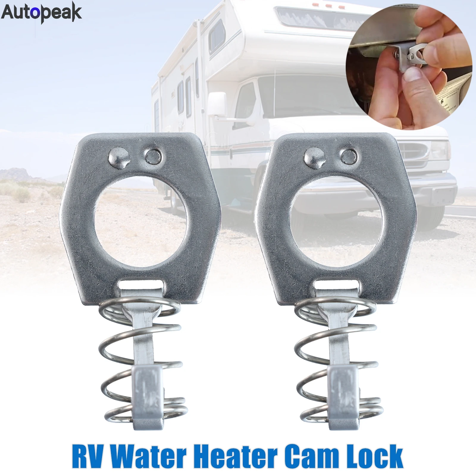 2 Pack RV Universal Water Heater Twist Cam Lock Metal Door Fastener Assembly Waterproof Anti-corrosion Durable Car Accessories