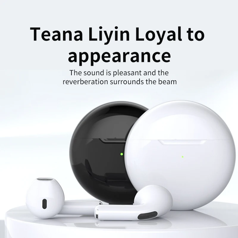 سماعة Air Pro 6 True اللاسلكية Bluetooth 5.3 سماعة رأس ستيريو رياضية صغيرة مع ميكروفون وحافظة شحن لهاتف Xiaomi iPhone Android