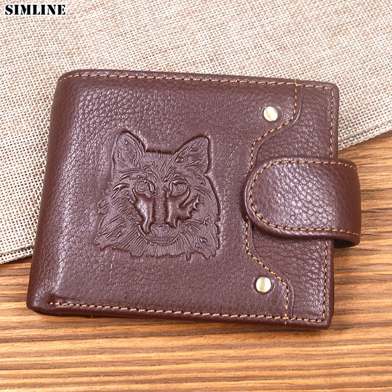 

Genuine Leather Wallet For Men Male Vintage Cowhide Short Hasp Men's Purse Credit Card Holder With ID Window Zipper Coin Pocket