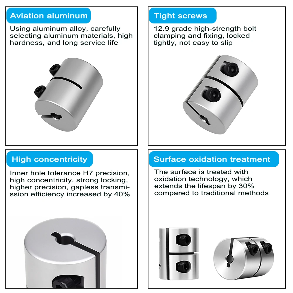 Acoplador rígido d20l25 de alto torque, liga de alumínio, parafuso de chumbo, acoplamento 4/5/6/6.35/8/10mm para servo motor de passo, peça de impressora 3d cnc