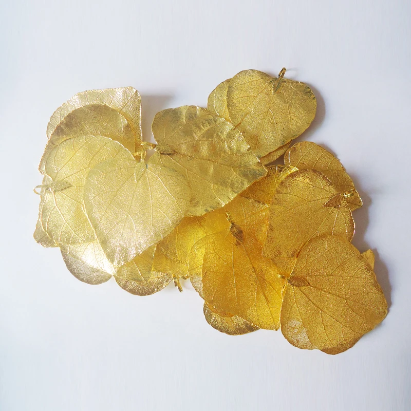 LOVBEAFAS Wholesale 50/lot Fashion Jewelry Gold Silver Color Bijoux Natural Real Leaf DIY Necklace Pendant Women Accessories